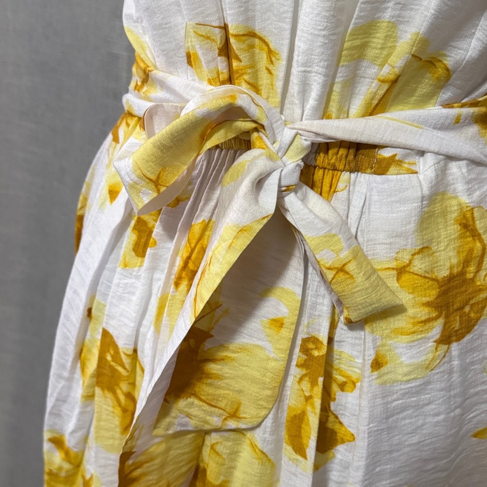 Simply Vera | Vera Wang-Rayon Blend Dress-Popover-Pockets-Ties-Yellow/White-XS - Picture 9 of 16
